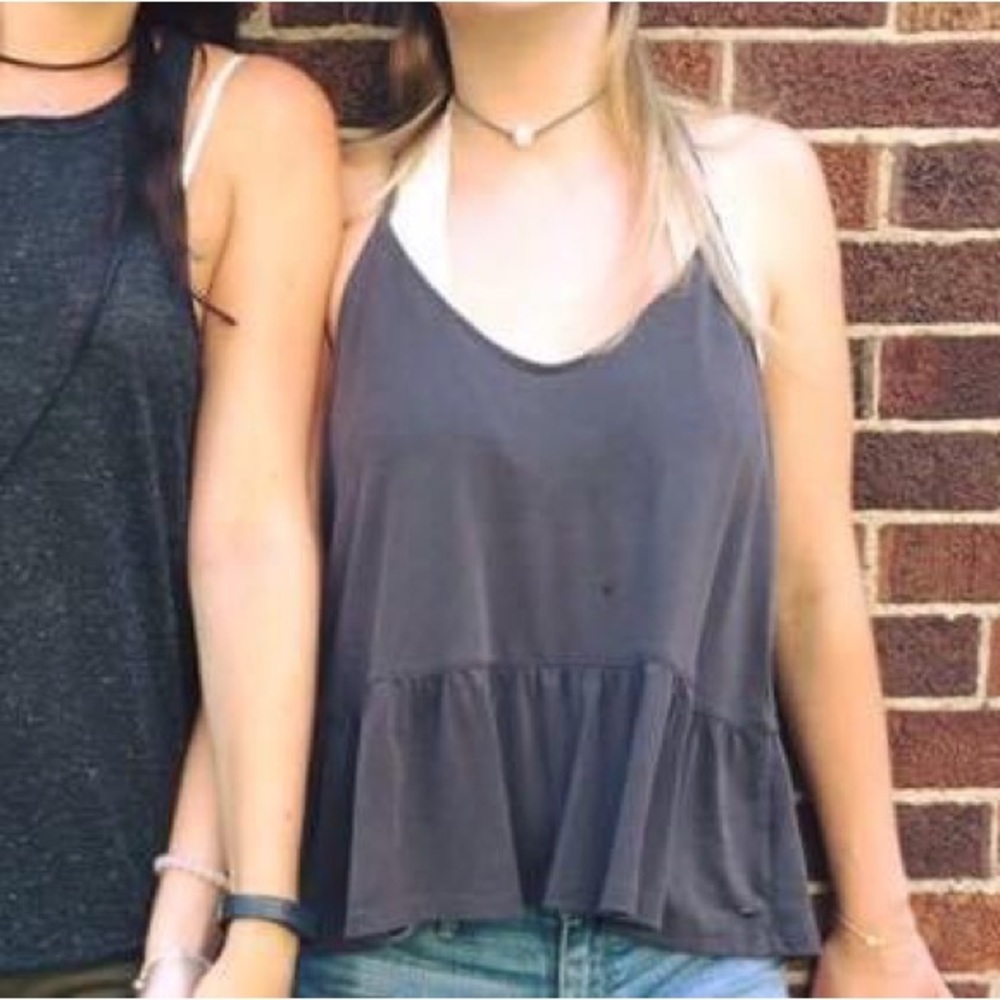 Grey peplum tank